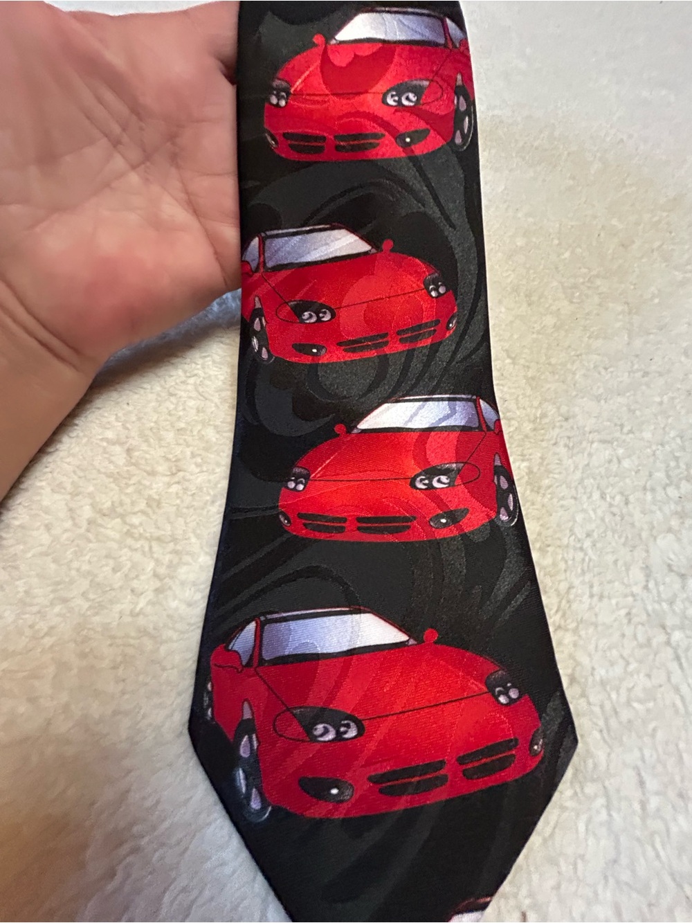 🎁3 for $30 - Red Car Print Necktie